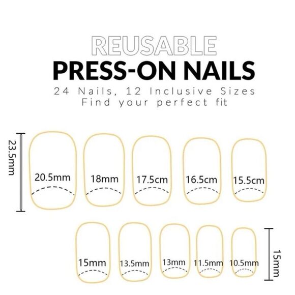24 pcs Acrylic French Square Press On Nail Set Reusable - Picture 6 of 8